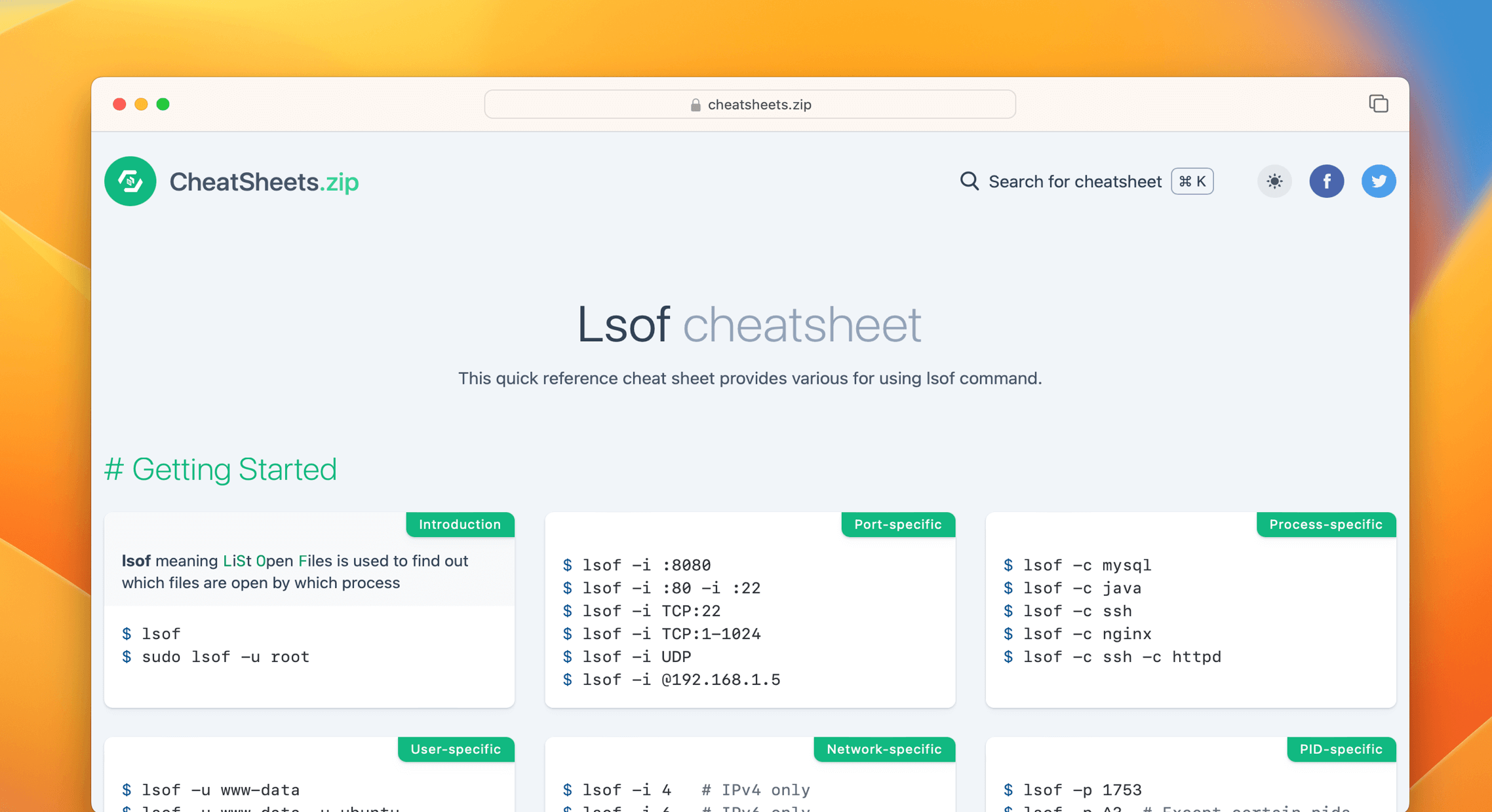 Lsof Command Cheat Sheet & Quick Reference